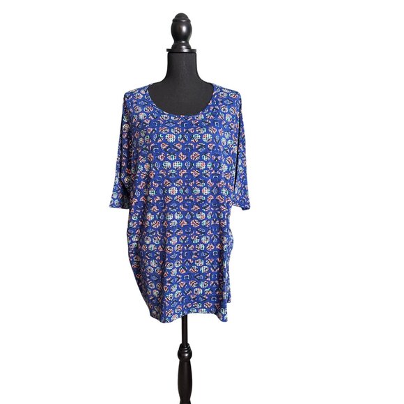 LuLaRoe Women's Royal Blue Colorful Print Irma Tunic Size XL - Picture 1 of 8